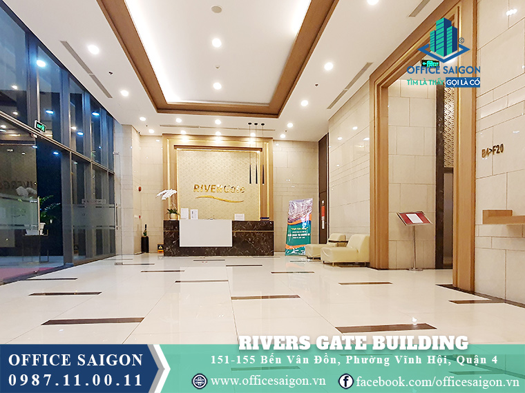 Sảnh tầng trệt văn phòng cho thuê Rivers Gate Building